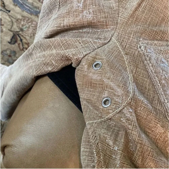 Abandon Italian leather Vintage Metallic Jacket Tan L Rare One Of A Knind - Picture 13 of 15